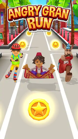 Скачать Angry Gran Run - Running Game Взлом [МОД Много монет] + [МОД Меню] MOD APK на Андроид