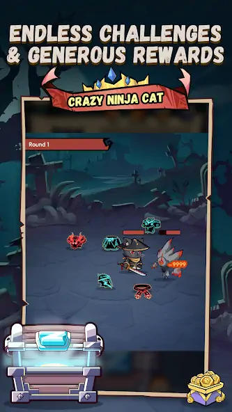 Скачать Crazy Ninja Cat - Idle Arena Взлом [МОД Бесконечные монеты] + [МОД Меню] MOD APK на Андроид