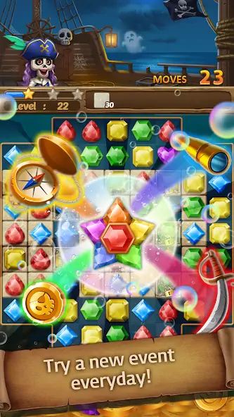 Скачать Jewels Ghost Ship: jewel games Взлом [МОД Бесконечные деньги] + [МОД Меню] MOD APK на Андроид