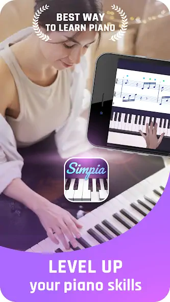 Скачать Simpia: Learn Piano Super Fast Взлом [МОД Бесконечные монеты] + [МОД Меню] MOD APK на Андроид