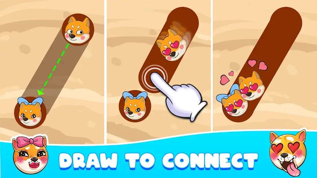 Скачать Connect Doge: Draw Love Lines Взлом [МОД Бесконечные деньги] + [МОД Меню] MOD APK на Андроид