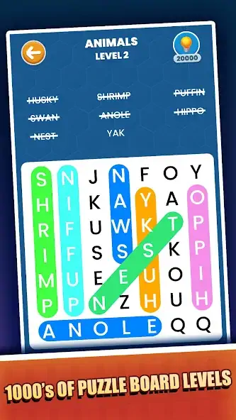 Скачать Word Search Supreme Puzzle Взлом [МОД Бесконечные деньги] + [МОД Меню] MOD APK на Андроид