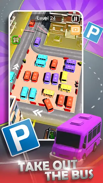 Скачать Parking Jam Bus Parking Games Взлом [МОД Много денег] + [МОД Меню] MOD APK на Андроид