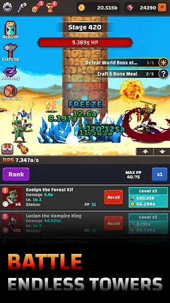 Скачать Tower Quest: Pixel Idle RPG Взлом [МОД Много денег] + [МОД Меню] MOD APK на Андроид