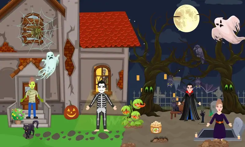 Скачать Pretend Play Halloween Party Взлом [МОД Бесконечные монеты] + [МОД Меню] MOD APK на Андроид