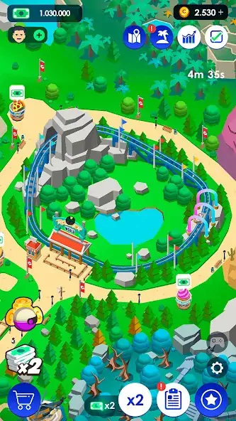 Скачать Idle Theme Park Tycoon Взлом [МОД Бесконечные деньги] + [МОД Меню] MOD APK на Андроид