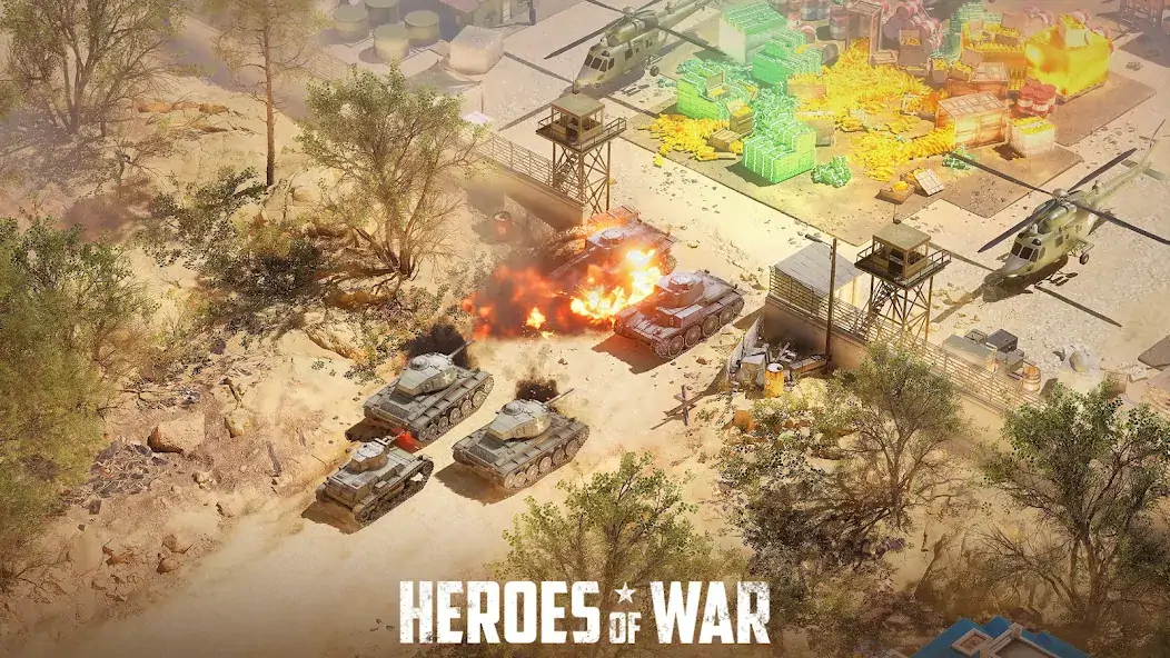 Скачать Heroes of War: стратегии,война Взлом [МОД Бесконечные монеты] + [МОД Меню] MOD APK на Андроид