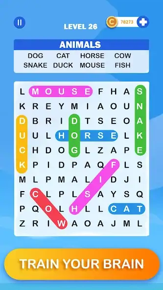 Скачать Wordsearch Puzzle Challenge Взлом [МОД Бесконечные монеты] + [МОД Меню] MOD APK на Андроид