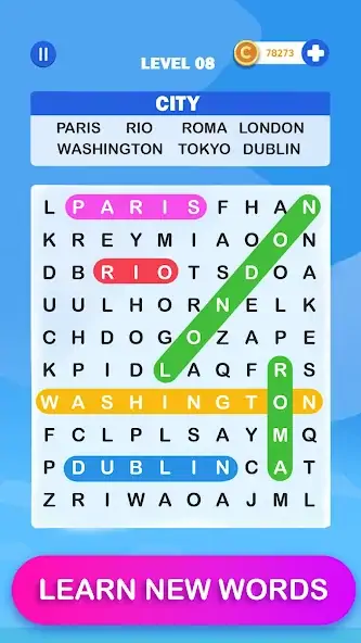 Скачать Wordsearch Puzzle Challenge Взлом [МОД Бесконечные монеты] + [МОД Меню] MOD APK на Андроид