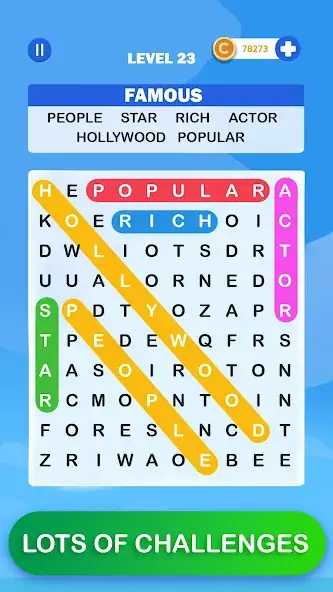 Скачать Wordsearch Puzzle Challenge Взлом [МОД Бесконечные монеты] + [МОД Меню] MOD APK на Андроид