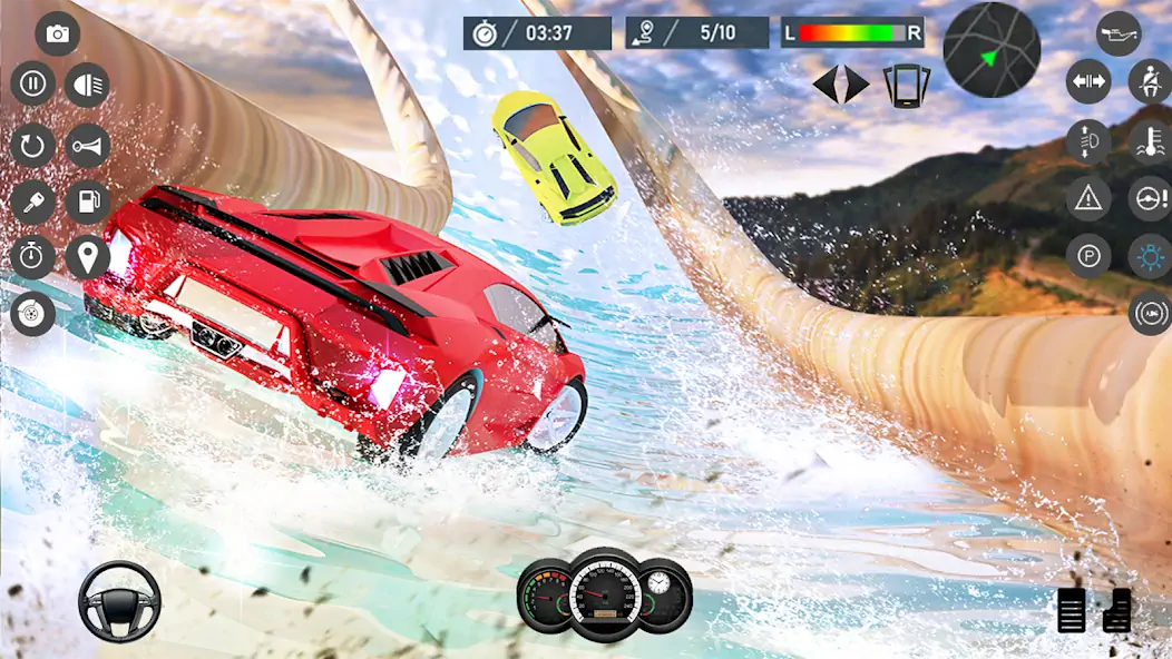 Скачать Water Slide Car Race games Взлом [МОД Много денег] + [МОД Меню] MOD APK на Андроид