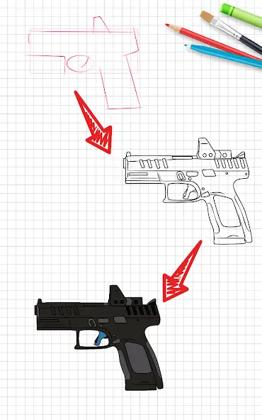 Скачать Как нарисовать оружие поэтапно [Полная версия] MOD APK на Андроид