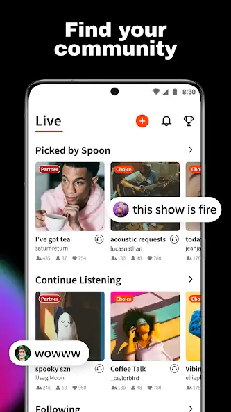 Скачать Spoon: Talk & Music Livestream [Премиум версия] MOD APK на Андроид