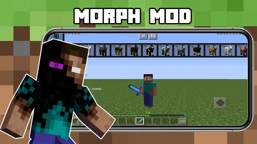 Скачать Morph Mod for Minecraft PE Взлом [МОД Много монет] + [МОД Меню] MOD APK на Андроид