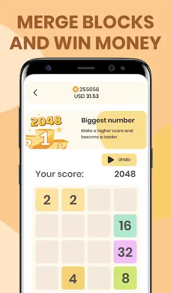 Скачать 2048 - Solve and earn money! Взлом [МОД Бесконечные монеты] + [МОД Меню] MOD APK на Андроид