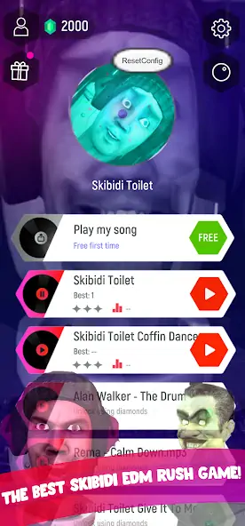 Скачать Skibidi Toilet Music Tiles Hop Взлом [МОД Много монет] + [МОД Меню] MOD APK на Андроид