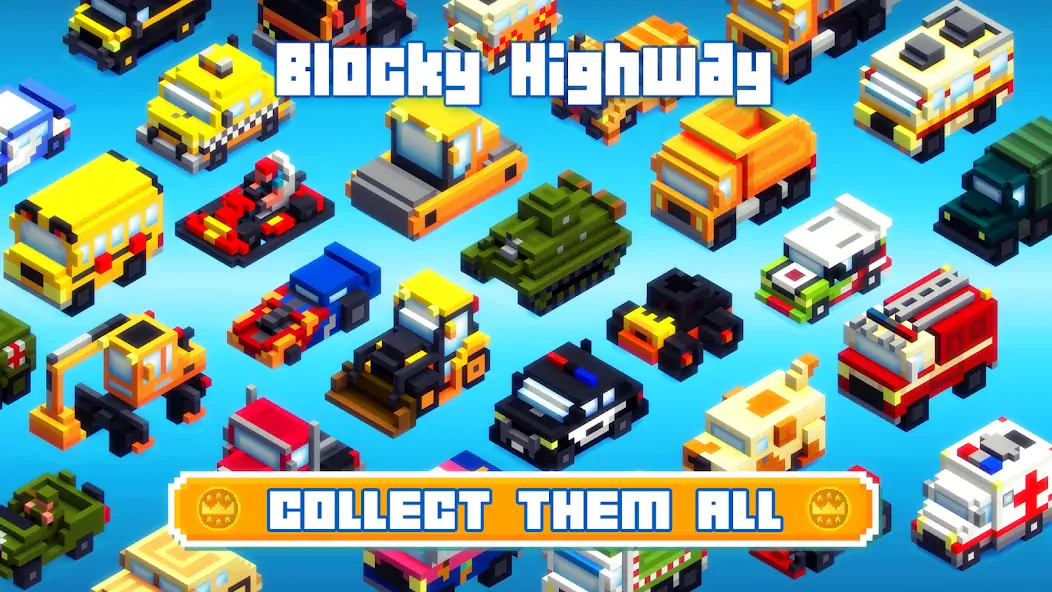Скачать Blocky Highway: Traffic Racing Взлом [МОД Много денег] + [МОД Меню] MOD APK на Андроид