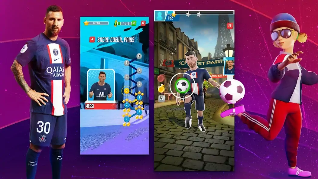 Скачать PSG Football Freestyle 2023 Взлом [МОД Много монет] + [МОД Меню] MOD APK на Андроид