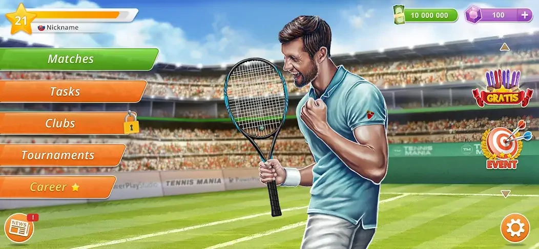 Скачать Tennis Mania Mobile Взлом [МОД Бесконечные деньги] + [МОД Меню] MOD APK на Андроид