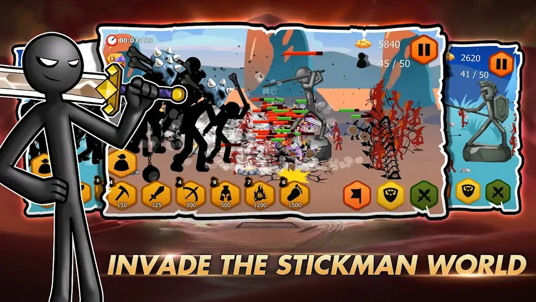 Скачать Stickman Battle War Взлом [МОД Бесконечные деньги] + [МОД Меню] MOD APK на Андроид
